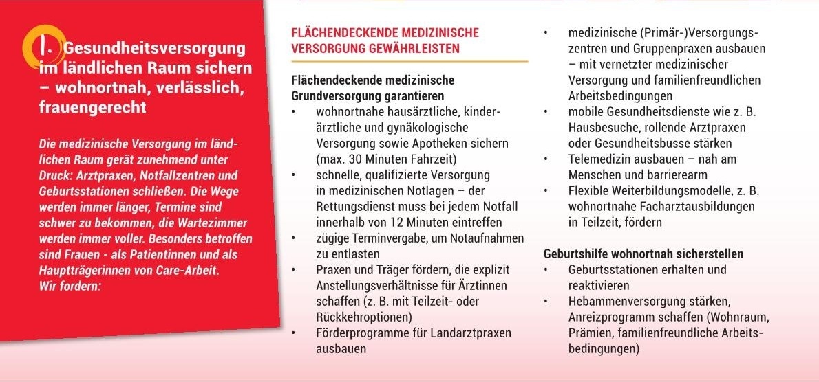 Politische Forderungen für Frauen im Ländlichen Raum Politische Forderungen für Frauen im Ländlichen Raum
